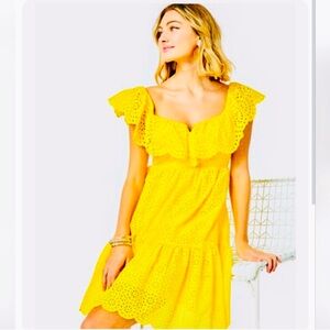 NWT Lilly Pulitzer Asteria Daisy dreams Eyelet dress in Resort Yellow, size 6
